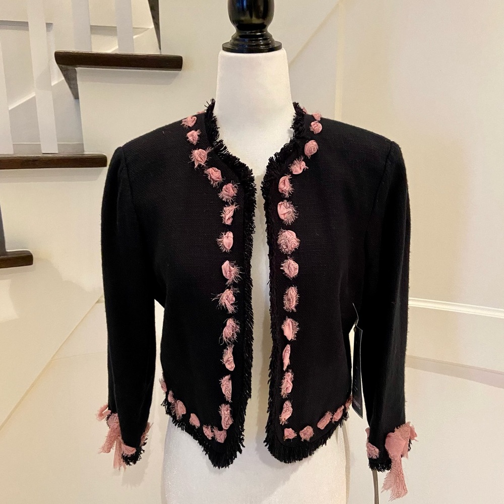 Black & Pink Tweed-Style Jacket
